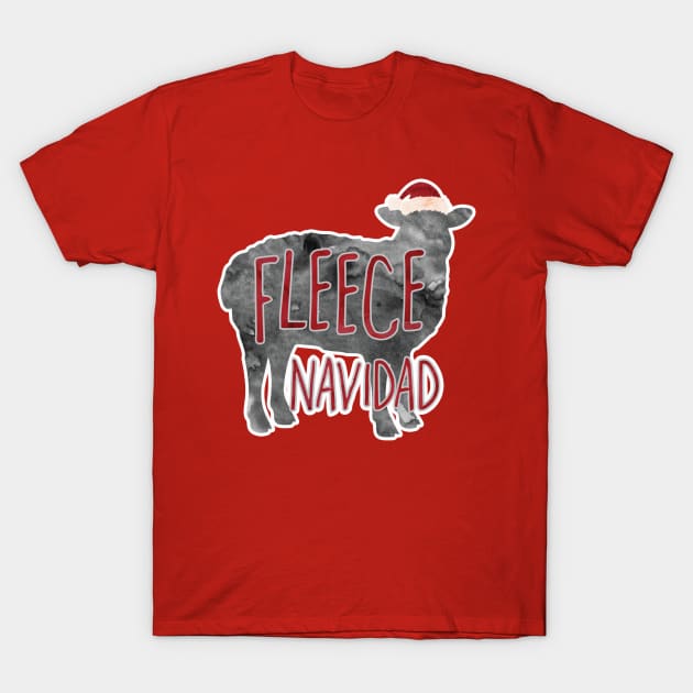 Fleece Navidad - a silly Christmas design of a sheep with a punny pun T-Shirt by Shana Russell